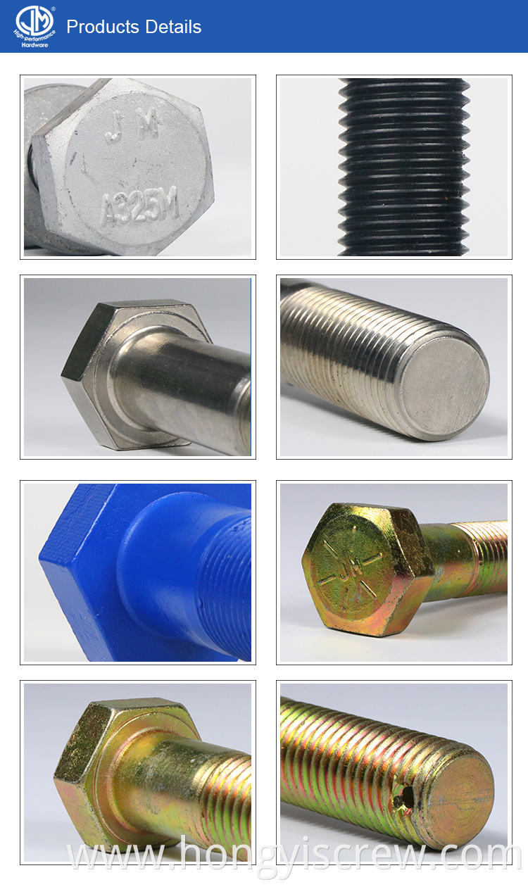 Self color high quality stainless steel hex bolt hex bolt with factory price